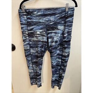 Lululemon Speed Up Crop 21" leggings Shorelines Multi Blue size 12 Side Pockets